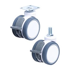 Roulette à double roue avec frein, rouleau silencieux pour chaise de bureau,