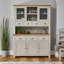 Sideboard Cotswold Grey Painted Oak Large Glazed Dresser Home Furniture Decor
