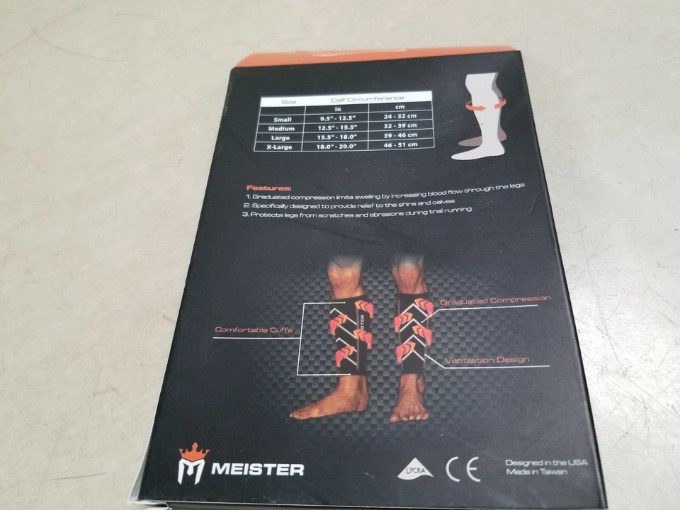 Nuevo PAR DE MANGAS DE COMPRESIÓN MEISTER Espinilla de pantorrilla, Pequeña, Azul Foto 3 de 4