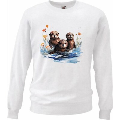 Sweatshirt Sweater Otter Fischotter Otterfamilie Otter Baby Ozean Mittelm 404258
