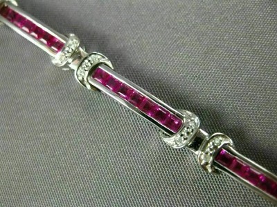 Tennisarmband 6 kt Princess Lab-Created rosa Rubin Diamant 14 K Weißgold vergoldet