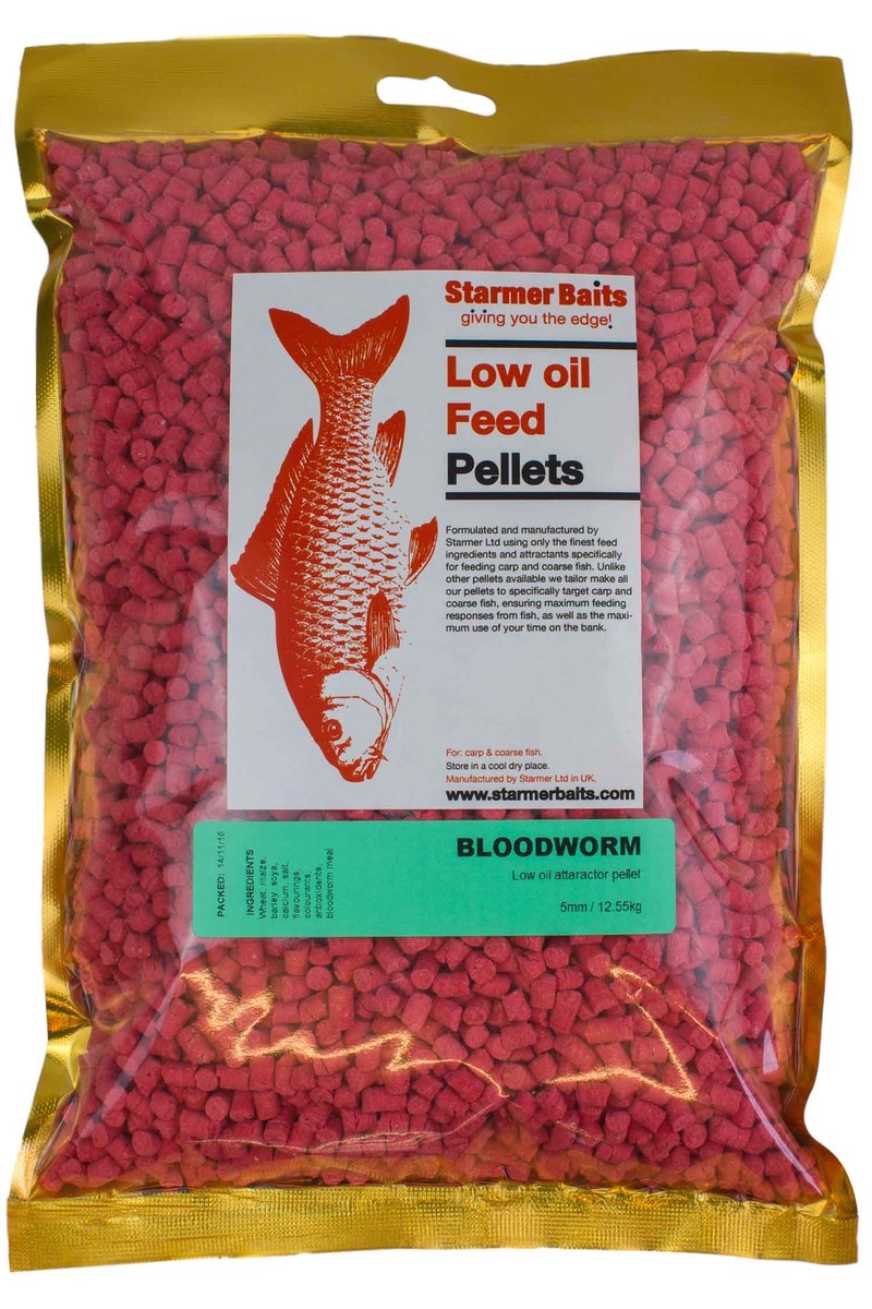 Bloodworm low oil feed pellets for carp and coarse fishing 5mm