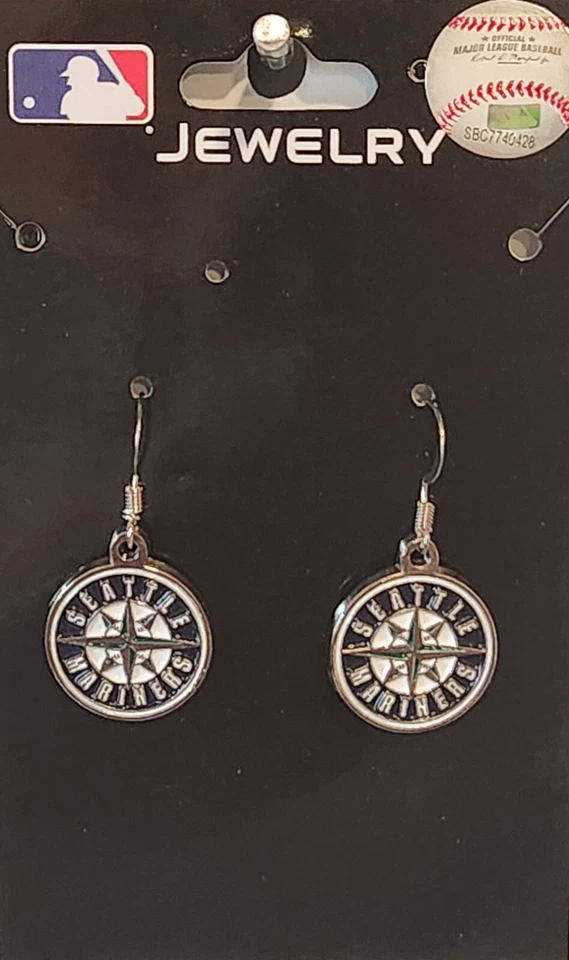 Seattle Mariners Dangle Earrings (Chrome) MLB Baseball Jewelry - Image 3 of 4