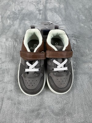 Oshkosh B Gosh Toddler Shoes Size 7 Easy On/Off Sneakers Gray/Brown New