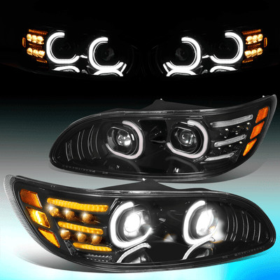 For 1999-2020 Peterbilt 325 - 387 LED DRL/ Turn Signal Projector Headlight Lamps