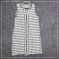 Max Edition Dress Women M Navy Blue Striped Weekend Resort Keyhole Shift Knit