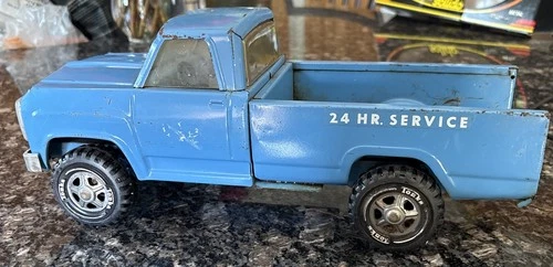 Vintage TONKA  AA Wrecker Pressed Steel Blue Service Toy Tow Truck 11060, 15.5"