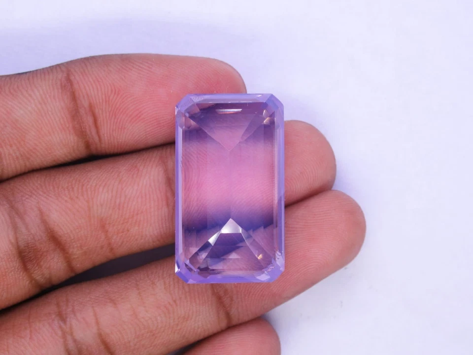Piedras preciosas de cuarzo lavanda natural cristal grande corte baguette 44 quilates Foto 2 de 4
