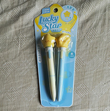 Loper Lucky Star Novelty Star Pattern Pens 0.5mm 2-Pack Yellow/Blue/White