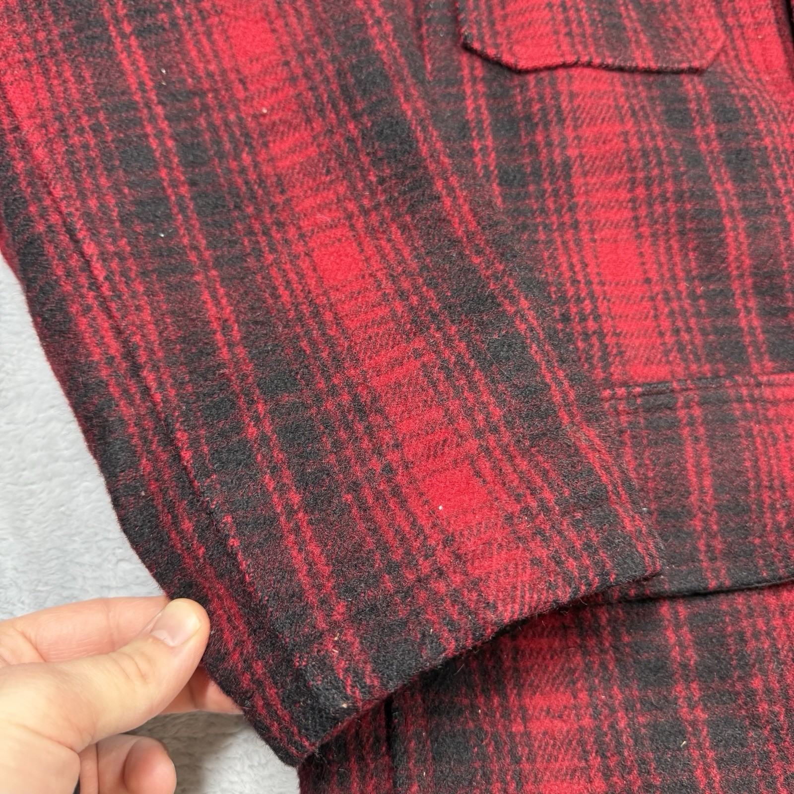 Vintage Woolrich Buffalo Plaid Wool Jacket Men 40 Medium Red Black Mackinaw 503 image 3