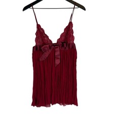 Victoria  s Secret Y2K Babydoll Lace Flowy Chemise Slip Lingerie Red - M