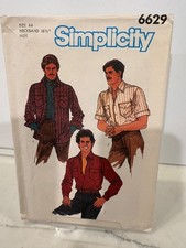 Vtg 1984 Simplicity 6629 Mens Button Down Shirt Pattern Sz 44 Uncut FF 80s Top