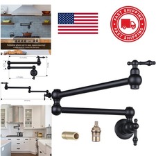 Matte Black Pot Filler Faucet Wall Mount Brass 360 Swivel Double Joint Arms