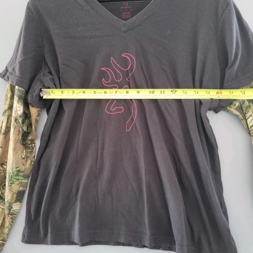 BROWNING HUNTING DEER 长袖 T 恤。 100% 棉 XL 码 带迷彩粉色 — 第 4/4 张图片