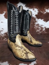 Cowtown Vintage Large Scale Natural Python Western Cowboy Boots Mens Size 9.5 EE