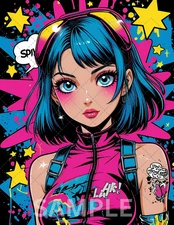 Anime Girl, Pop Art, Digital AI Art, Wall, Poster Print, Instant Download