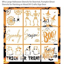 9pcs Halloween Decorations Large Stencils For DIY Decor Doormat, Painting, Wood