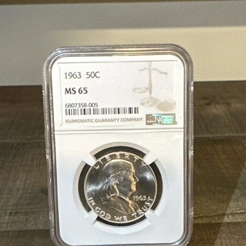 1963 Franklin Half Dollar 50 Cent Coin NGC Certified MS 65 Uncirculated