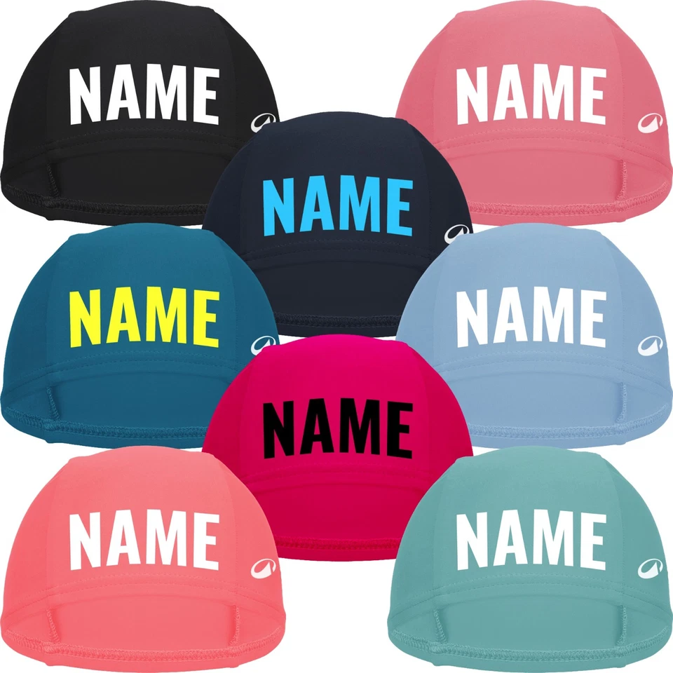 NASHVILLE PRINT FACTORY Kinder-Badekappe mit Name bedruckt Schwimmhaube Badehaube Schulanfang Schule Bad