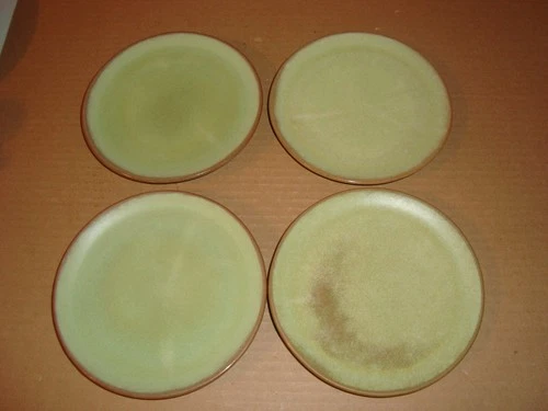 VINTAGE LOT OF 4 FRANKOMA PRAIRE GREEN 6G SALAD PLATES 7 1/2 NCH