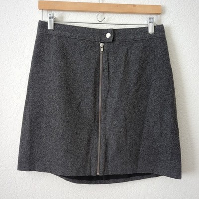 Madewell Women's Skirt Gray Wool Size 6 Studio Zip Academia Collegiate Clueless