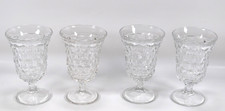 AMERICAN FOSTORIA Clear Cube Low Water Goblets Glasses Footed 5.5" Set Of Four