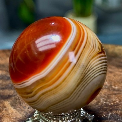 22G Natural red sardonyx striped agate sphere crystal mineral ball healing B588
