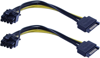 15-Pin SATA Male to 8 Pin (6+2 Pin) Pci-Express Female Video Card Power Adapter