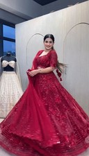 Designer Red Bridal Lehenga Choli Dupatta Lehnga Heavy Embroidered Wedding Wear