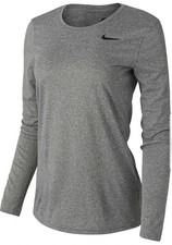 Nike Women's Team Legend Long Sleeve Top Gray Heather CU7545 Retail 28