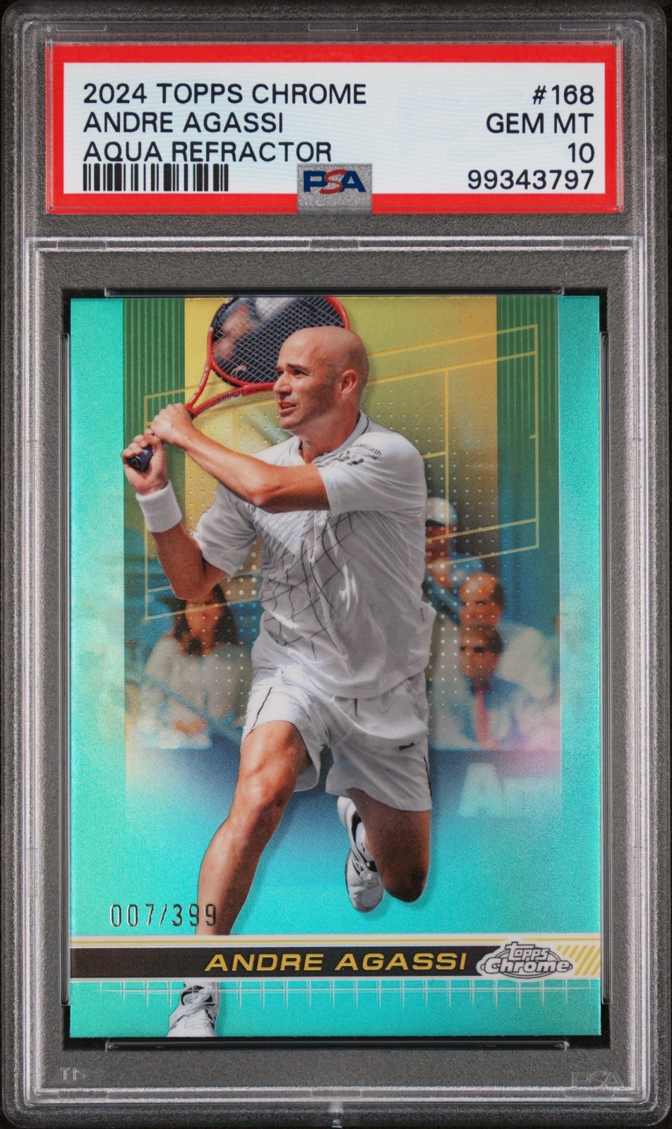 2024 Topps Chrome Tennis - Andre Agassi #168 Aqua Refractor /399 PSA 10!
