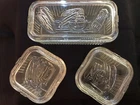 Vintage Federal Ribbed Glass-6 Piece Refrigerator Dishes with Vegetable Lids