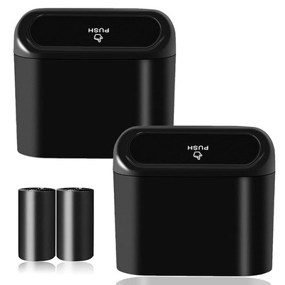 Car Trash Can Bin with Lid - 2 Packs Universal Black Vehicle Mini Leakproof G...
