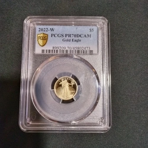 1/10 oz Gold Eagle Coin 2022-W PCGS PR 70 D CAM. Free insured shipping!