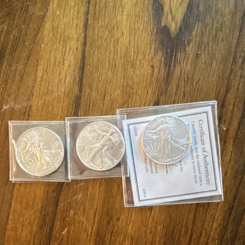 US Mint 2020, 2021, 2024 American Eagle 1 oz Silver Coins Lot of 3 .999 Fine