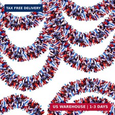 50 FT 4th of July Tinsel Garland Red White and Blue Garland Fourth of July Garla