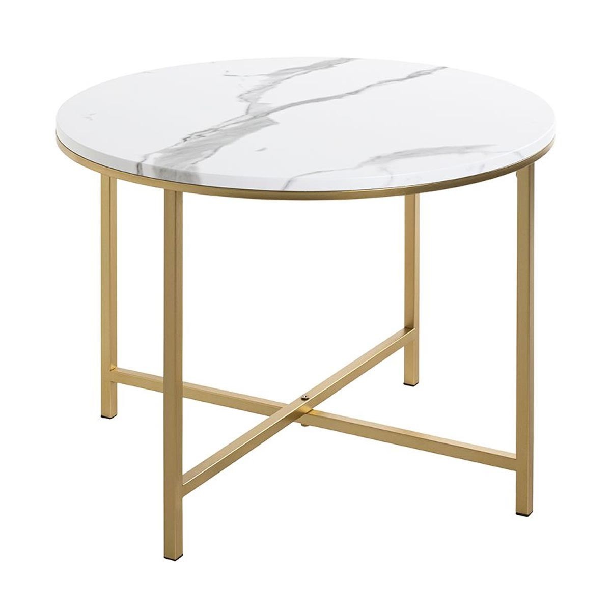 Table basse effet marbre Alba 60cm au design chic doré