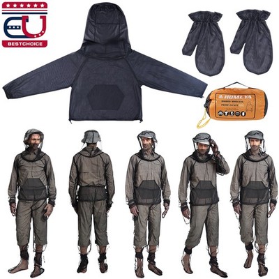 Mosquito Jacket with Hood & Mitts Netting Bug Protection for Fishing Gardening