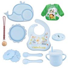 14 PCS Silicone Baby Feeding Set Led Weaning Supply Suction Bowl Bib Cup