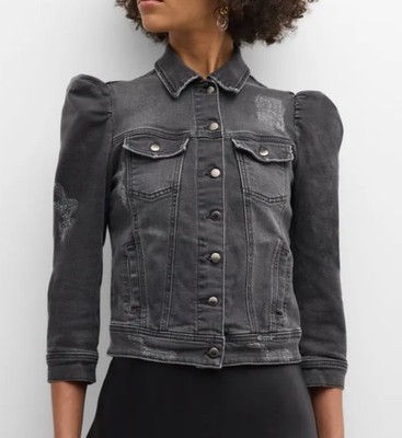 Retrofrête Ada/Rissa Womens S Denim Jacket Puff Sleeve Italy Made Cropped