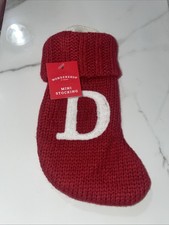 Knit Monogram LETTER D MINI 8" Christmas Stocking RED Wondershop Home Decor