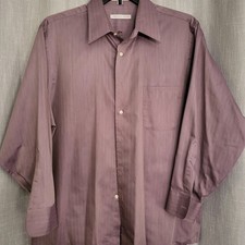 Geoffrey Beene Purple Dress Shirt 17 32/33 Long Sleeve Wrinkle Free Office