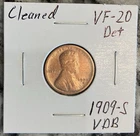 1909-S VDB Lincoln Wheat Cent 1C Penny - Very Fine Details Red (VF Det RD)