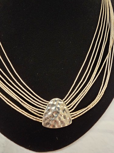 Silpada Sterling Liquid Silver 925 9 Strand Hammered Necklace 18 - 21” 24g - Picture 3 of 5