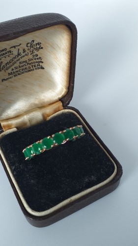 Vintage 1990er 14 Kt Walzgold Smaragd Ring Größe UK R US 8 1/2 - gepunzt! - Bild 6 von 10