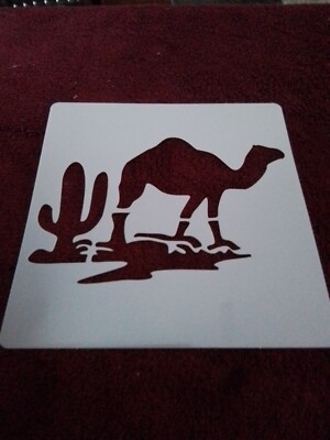 Desert CAMEL and CACTUS Stencil Mylar  6x6/ New, Painting, Crafts, Fabric, Wood