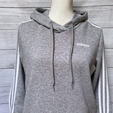 Adidas Womens Gray Fleece Pullover Hoodie M Pockets