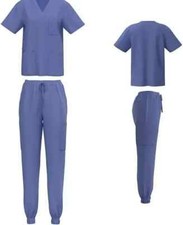 Scrub House - Blue Scrub Set 2XLARGE Unisex Stretch Scrubs Set Top and Pants