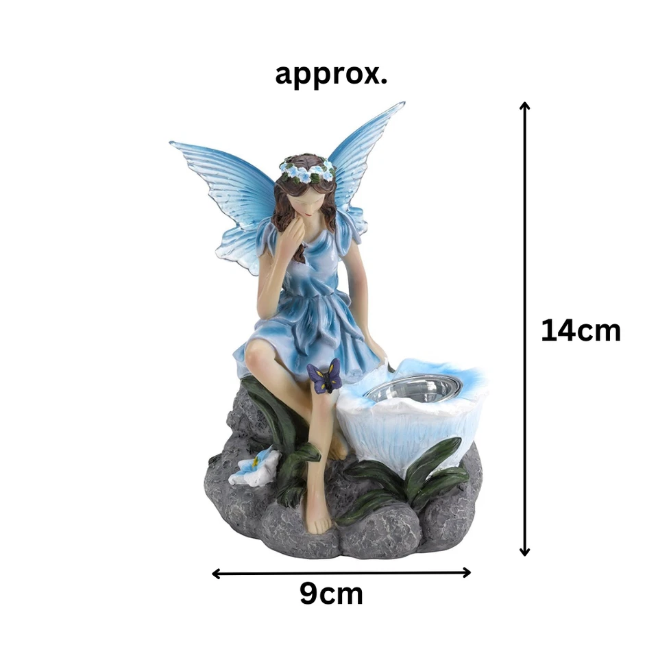 Solar LED Garden Ornaments Fairy 3pc Set Nymph Statues Light Up Angels 14cm - Image 2 of 4