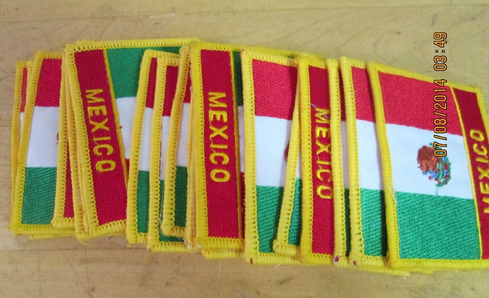 Mexico Country Flag Patch Embroidered 250 PC 3 x 2.25" National Emblem Sewing - Image 2 of 3
